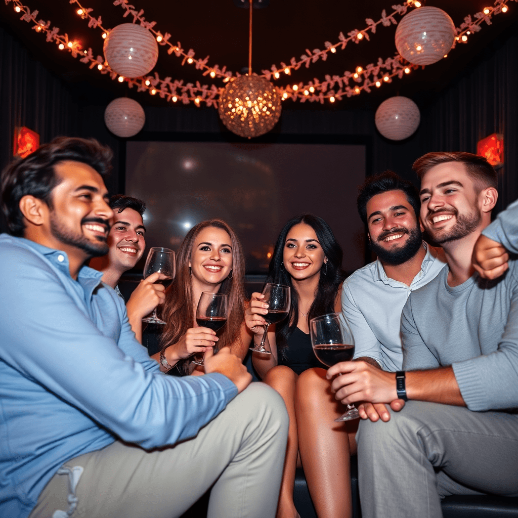 Friends celebrating together