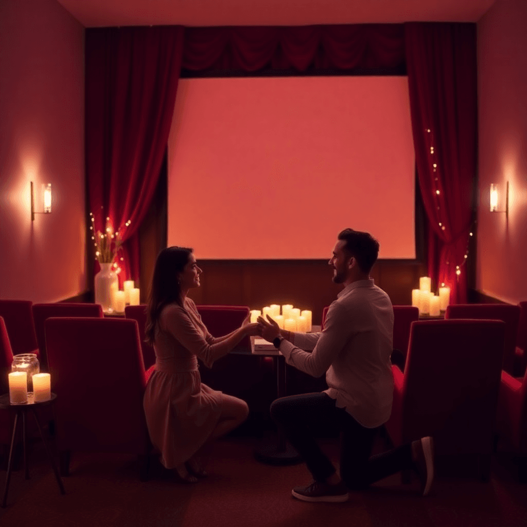 Surprise proposal in private cinema